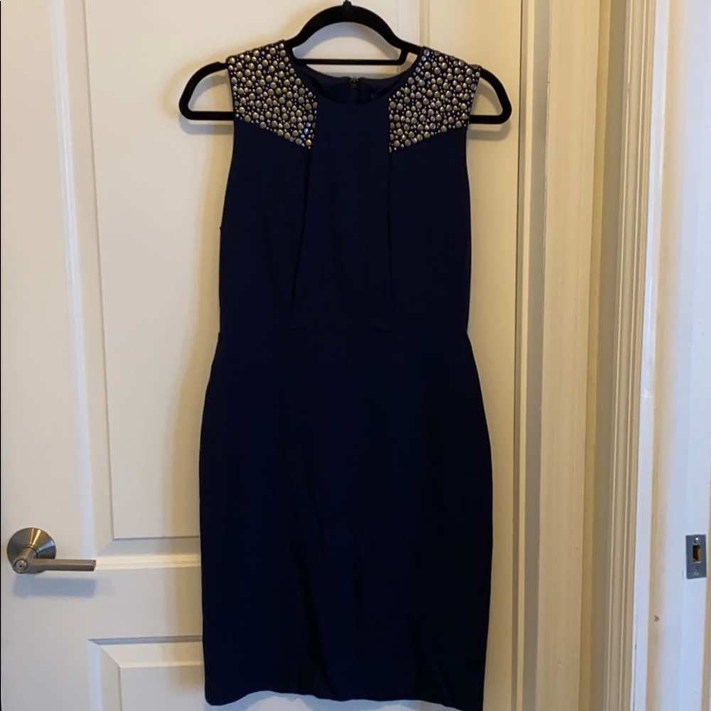Navy and Metallic Hardware Dress by Vince Camuto